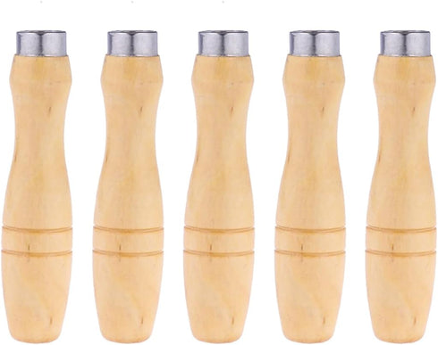 Gadpiparty Sturdy Wooden File Handle - 5Pcs Set - 62mm Inner Hole - Enhanced with Metal Collars for High Precision File Cutting Tools - Ideal for ...