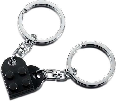 Brick Keychain for Couples Friendship - 2pcs Matching Heart Colorful Keychain Set for Couples Valentine's Day BFF...