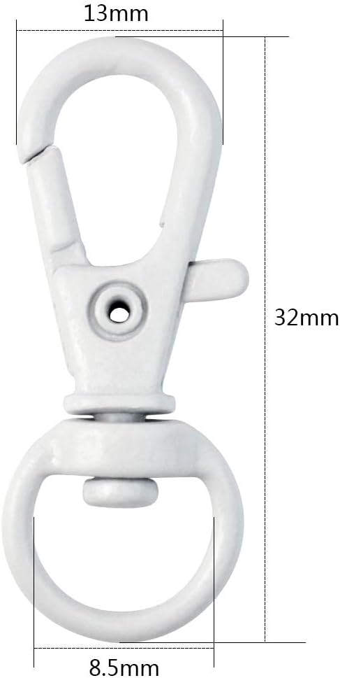 50 pcs Swivel Clasps Lanyard Snap Hook,cnomg Metal Swivel Lanyard Snap Hook Lobster Claw Clasp (White)...