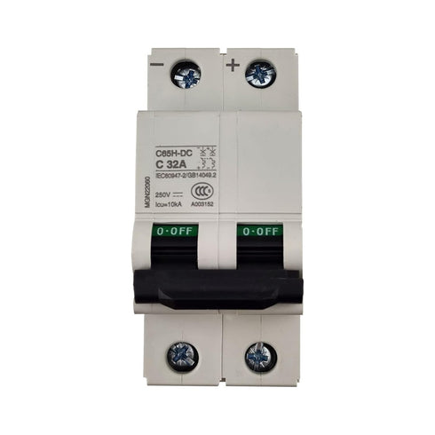 2P 250V Low Voltage DC Miniature Circuit Breaker for Solar Panels Grid System Din Rail Mount Breaker DC Circuit Amp C65H-DC (32A)...