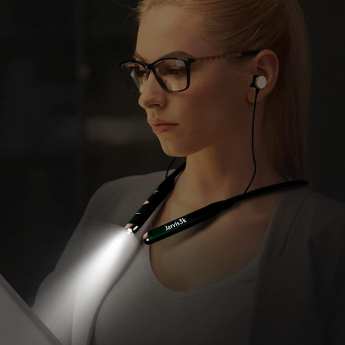 Flashlight Wireless Headphone Neckband Reading Light with Bluetooth Earbuds (Red)......