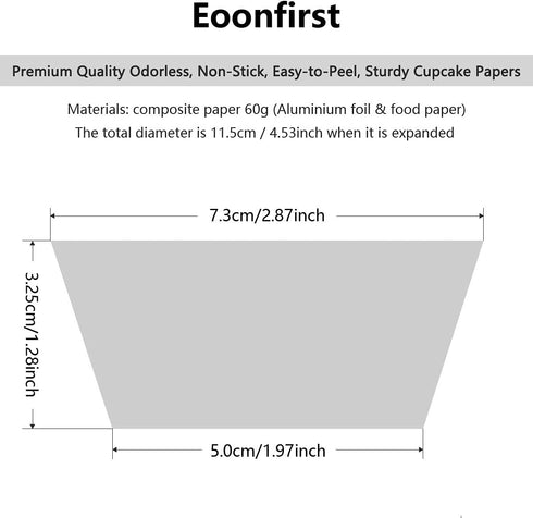 Eoonfirst Foil Cupcake Liners Standard Baking Cups 100 Pcs (Silver)...