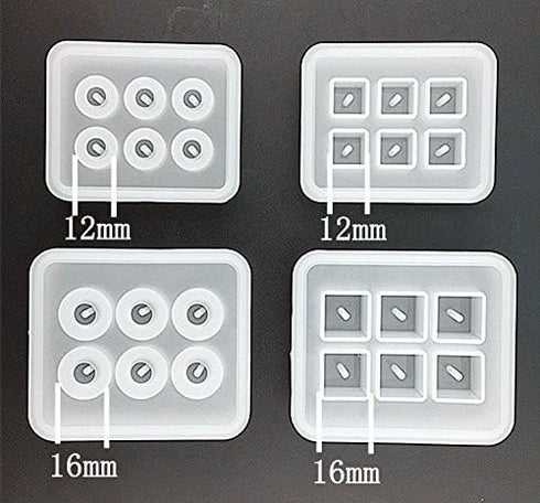 2pcs/set square with Holes Resin Epoxy for Jewelry Polymer Pearl Clay DIY Cake 3D Drop Glue Crafting Decor Silicone Mold Tool...