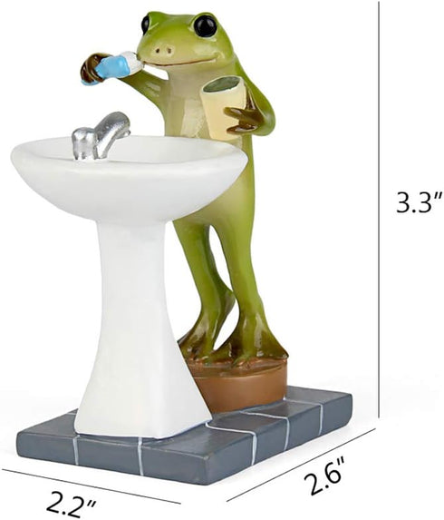 Tfro & Cile Frog Garden Statue Decor Miniature Animal Figurine Outdoor Fairy Brushing Teeth Sculpture for Bathroom - 3.3 Inch Height...