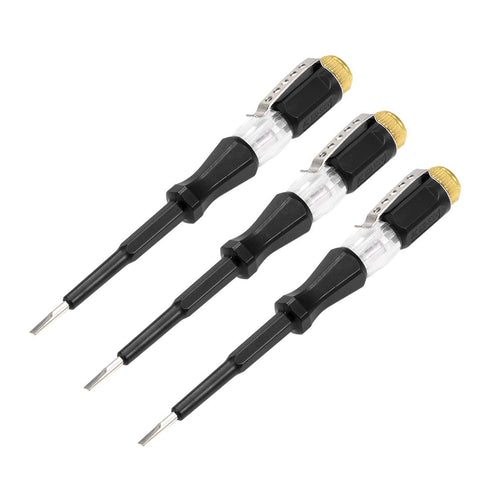 uxcell Voltage Tester AC 100-500V with 3mm Slotted Screwdriver with Clip for Circuit Test, Black, Pack of 3...