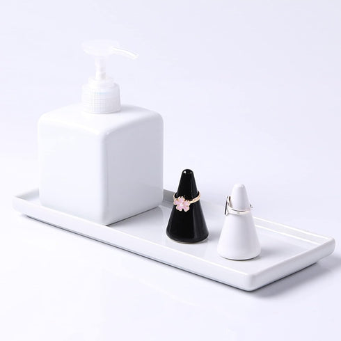 Ceramic Toothbrush Holder for Bathroom Toothbrush Tray for Vanity Countertop Storage Organizer for Holding Toothpaste Dental Floss Picks Makeup Br...