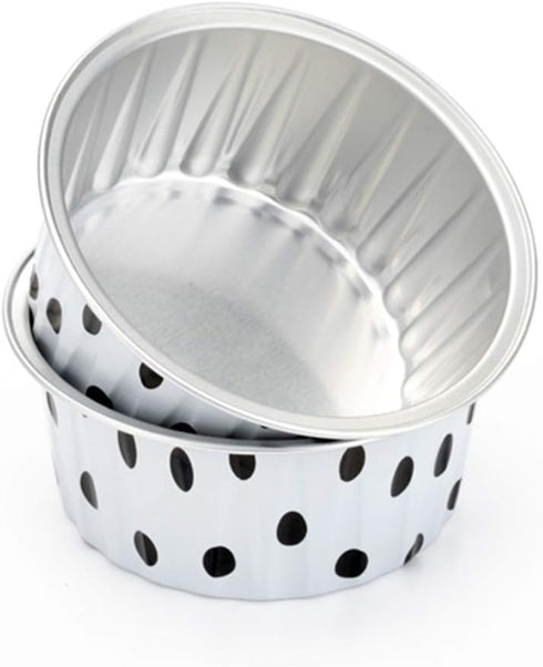 KEISEN 5oz 3 2/5" Set of 24 Disposable Aluminum Foil Cups 125ml for Muffin Cupcake Baking Bake Utility Ramekin Cup (Spot)...