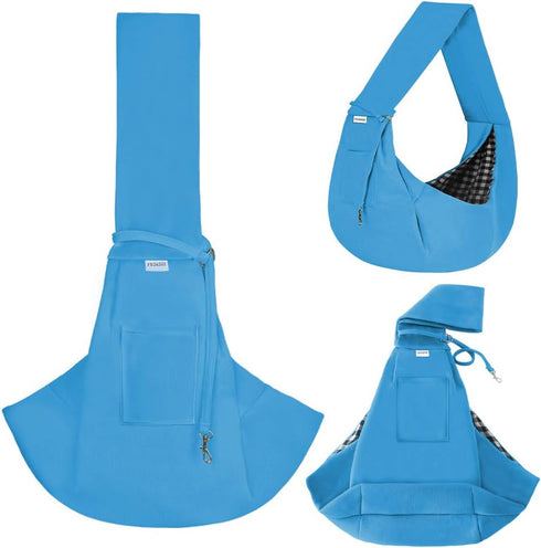 FDJASGY Small Pet Sling Carrier-Hands Free Reversible Pet Papoose Bag Tote Bag with a Pocket Safety Belt Dog Cat for Outdoor Travel...