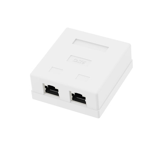 VCELINK RJ45 Surface Mount Box Shielded 2-Port, Compatible with UTP Cat6/Cat5e/Cat5 Stranded or Solid Network Cables, 5-Pack, White...