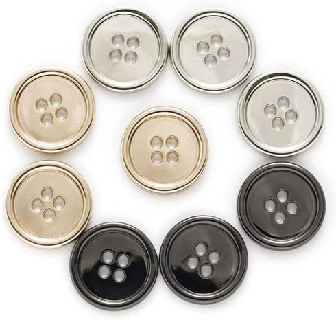 10 PCS Metal Buttons Suit Shirts Coats Sewing Round Retro 4-Hole Buttons for Clothes Decoration Handmaking (Silver, 11.5mm)...