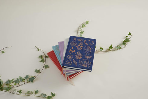 DesignWorks Ink La Lune Tarot Art Nouveau Cream 7.5" x 10.25" Jumbo Journal Notebook with Cloth Cover, Gold Accents, Lined Pages, Ribbon Marker fo...