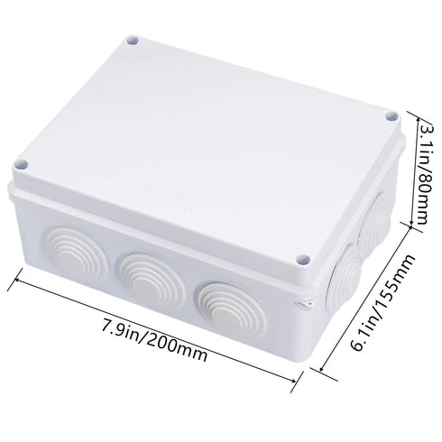 Zulkit Junction Box ABS Plastic Dustproof Waterproof IP65 Universal Electrical Boxes Project Enclosure White 7.9 x 6.1 x 3.1 inch (200 x155 x 80mm...