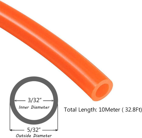 Beduan Pneumatic Tubing Pipe 5/32" OD Orange Air Compressor PU Line Hose Tube for Water Fluid Transfer 10Meter 32.8ft...