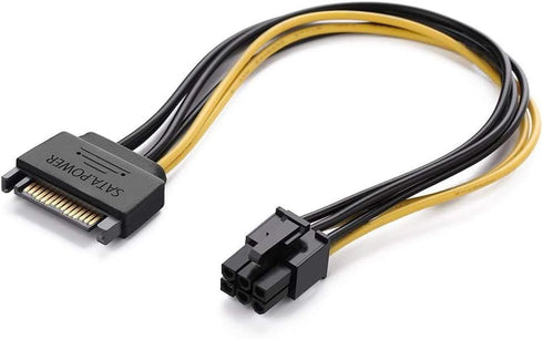 6 Pin to SATA Power Cable Adapter (PCIe to SATA 15 Pin), Graphics Video Card Power Cable (20CM/8inch)...