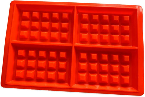 Silicone Waffle Mold for Baking, Non Stick, Dishwasher Safe, Square Shape Set of 2, Red...