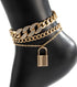 Boho Vintage Rhinestones Chunky Ankle Bracelets Gold Chain Beach Lock Anklet Bracelet Simple Adjustable Anklet Set for Women 3Pcs...