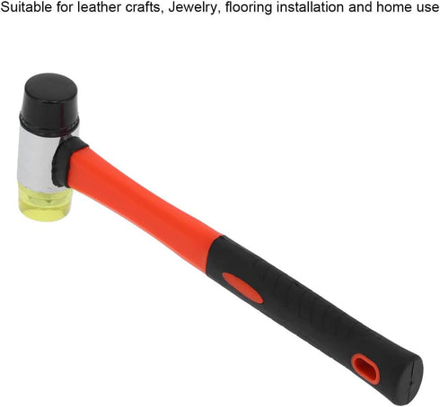Rubber Mallet Hammer Double Faced Soft Mallet 40mm Diameter with 10.4" Soft Fiberglass Handle for Construction Home Renovation Flooring Installati...