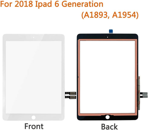 Compatible with iPad 6th Generation iPad 2018 A1893 A1954 Touch Screen Glass Digitizer Replacement, Adhesive Tape,Repair Tools kit,Without Home Bu...