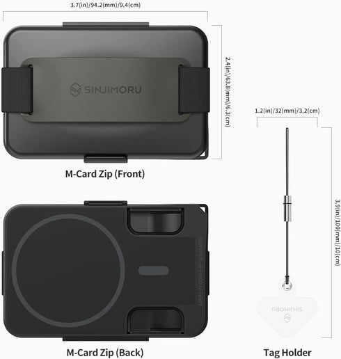 Sinjimoru for MagSafe Wallet, Secure Hard Lock Magnetic Card Holder as a MagSafe Stand and MagSafe Grip for iPhone 15 14 13 12. M-Card Zip Olive G...