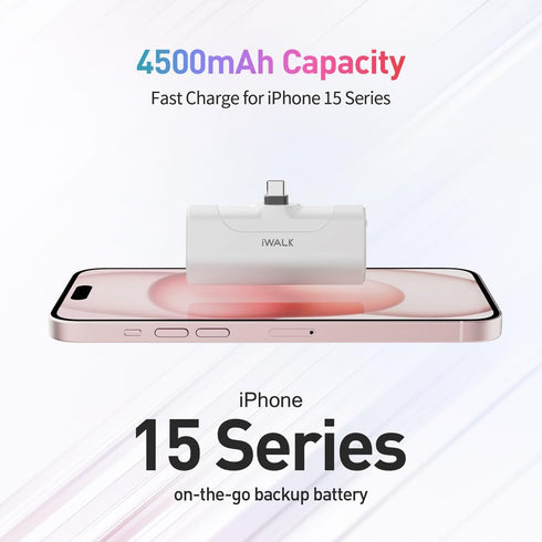 iWALK Portable Charger iPhone 15, USB-C Small Power Bank 20W 4500mAh Fast Charging Battery Pack Compatible with iPhone 15/15 Plus/15 Pro/15 Pro Ma...