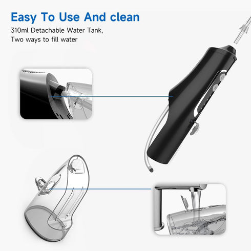 Water Dental Flosser Teeth Pick: Portable Dental Water Jet 310ML Water Tank Rechargeable Travel Irrigation Cleaner IPX7 Waterproof Electric Water ...
