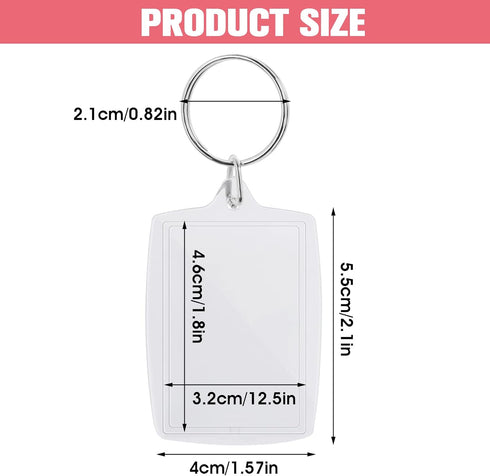 10PCS Acrylic Photo Picture Keychains Blank Photo Keyrings Double Sided Picture Holder With Split Ring Clear Personalised Diy Craft Art Projects P...