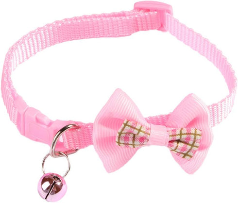 3pcs Plaid Bow Cat Collar with Bell,Adjustable Nylon Pet Necklace,Lovely Bowknot Cat Tie Pet Supplies,Durable Pet Accessories for Puppy Kitten...