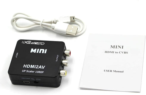 HDMI to RCA 1080P HDMI to AV 3RCA CVBs Composite Video Audio Converter Adapter Supporting PAL/NTSC with USB Charge Cable-Black...