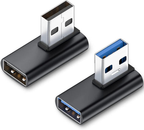 AuviPal 90 Degree USB 3.1 Adapter (2 Pack), Right and Left Angle USB A Male to Female Connector Extender for PC, Laptop, USB A Charger, Raspberry ...