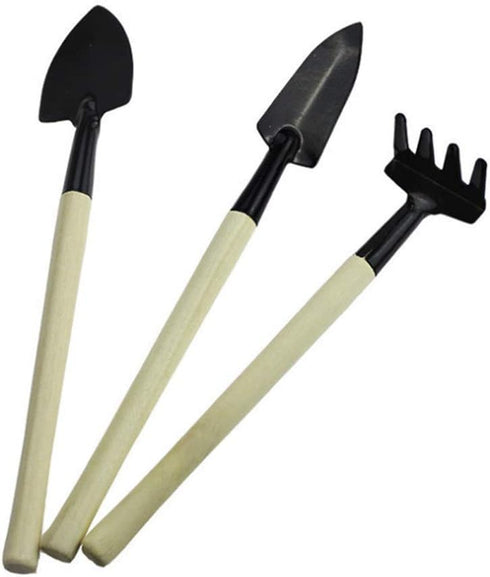 6 Pcs Mini Wood Garden Tools Gardening Shovel Rake Palladium for Flowers Succulent Flowers Miniature Garden Tranplanting...