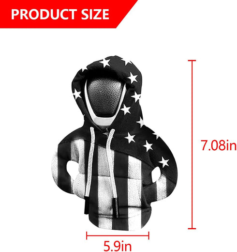 Car Gear Shift Knob Hoodie, American US Flag Mini Sweater Gear Lever Cover, Cute Funny Vehicle Protector Decoration Accessories, Universal for Mos...