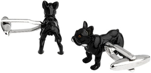 Painted French Black Dog Bulldog Cufflinks...