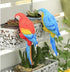Realistic Parrot Sculpture Resin Hanging Parrots Garden Statues Lifelike Bird Figurines Landscape Ornament Patio Yard Lawn Figurine Tree Decor(Blu...