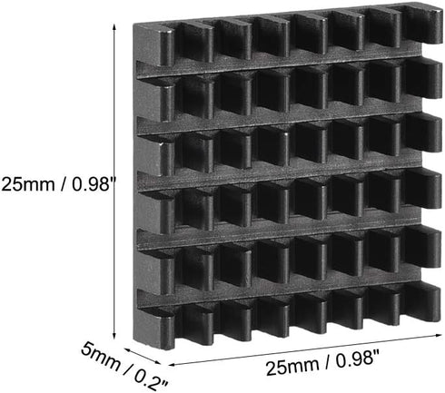 uxcell Electronic Radiators Heatsink for MOS GPU IC Chip Black 25 x 25 x 5 mm 10pcs...