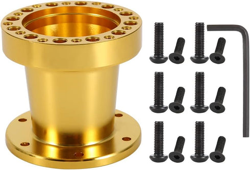 Steering Wheel Hub Adapter?2 Colors 3inch 50mm Universal Car Steering Wheel Hub Aluminum Spacer Steering Wheel Hub Adapter Kit(Gold)...