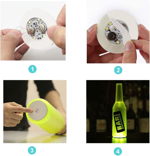 12Pcs LED Coaster, LED Sticker Lights, LED Bottle Lights Cup Holder Lights for Wine Liquor Bottle, Bottle Sparklers for Champagne, Party, Bar, Col...