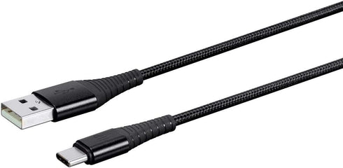 Monoprice USB C to USB A 2.0 Cable - Durable, Kevlar-Reinforced Nylon-Braid, Fast Charge for Samsung Galaxy S10/ Note 8, LG V20, 6 Feet, Black - A...