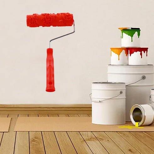 Auniwaig Embossing Rubber Paint Roller Brush Red 12.59 inch for Household Wall Painting Roller EG171T Painting Roller Brick Pattern Roller DIY Wal...