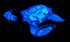 Garden Deco Glow in The Dark Blue Sea Turtle Hand Blown Art Glass Figurine Ornament Sculpture...