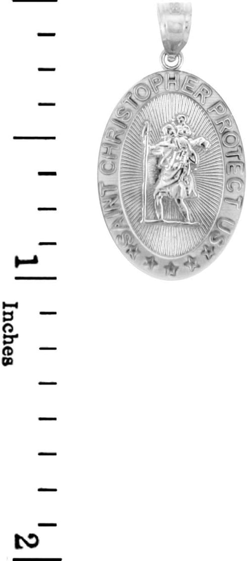 925 Sterling Silver St Christopher Medal Patron Saint of Travelers Catholic Protection Pendant...