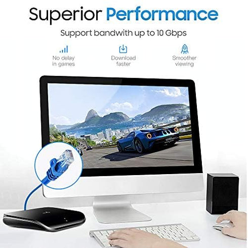 Cmple - Cat 6 Ethernet Cable 5 ft, Cat6 Patch Cables 10Gbps Network LAN Cord, 550MHz, RJ45 Connectors, Compatible with Gaming Computer, Laptop, Mo...