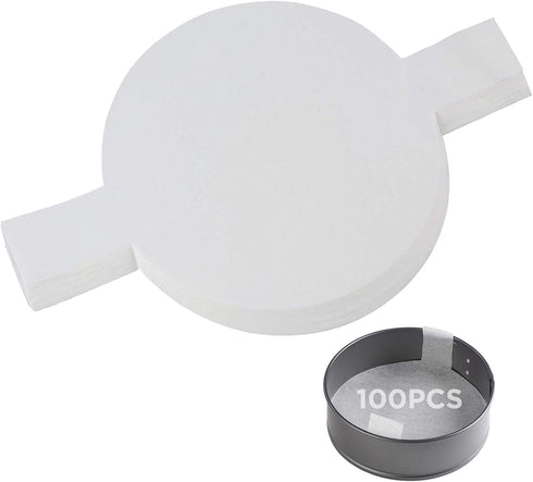GeeRic 100 Pcs Baking Parchment Paper, 8 inch Round Cake Pan Liner with Lift Tab, Non-Stick Precut Baking Parchment for Baking Cookies, Bread (Whi...