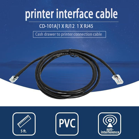 APG Printer Interface Cable CD-101A for Cash Drawer to Printer Connection with MultiPRO Interface, RJ12/ RJ45 Male,Compatible with EPSON Star Prin...