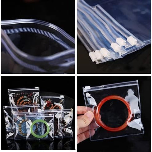 50 Self Seal PVC Pack Zipper Lock Bags,Clear Jewelry Anti Oxidation Bag Clarity Tarnish Prevention,Small Sealed Bag,Resealable packaging or Storag...