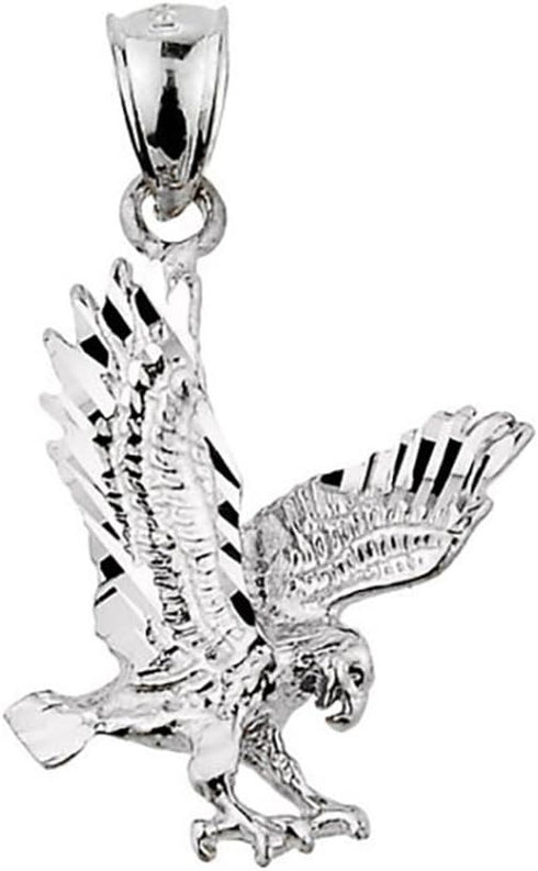 Animal Kingdom Textured Sterling Silver Landing Eagle Charm Pendant...