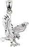 Animal Kingdom Textured Sterling Silver Landing Eagle Charm Pendant...
