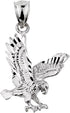 Animal Kingdom Textured Sterling Silver Landing Eagle Charm Pendant...