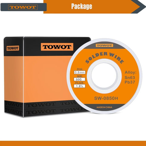 TOWOT 63-37 Solder Wire High Purity Tin Lead Rosin Core Solder Wire for Electrical Soldering, Content 1.8% Solder flux (0.8mm, 30g)...