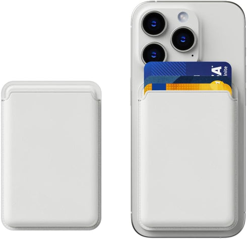 Magnetic Wallet for iPhone, Leather Magnetic Phone Wallet Mag Wallet RFID, Magnetic Wallet 3 Card Holder for iPhone 15/14/13/12 Series, White......