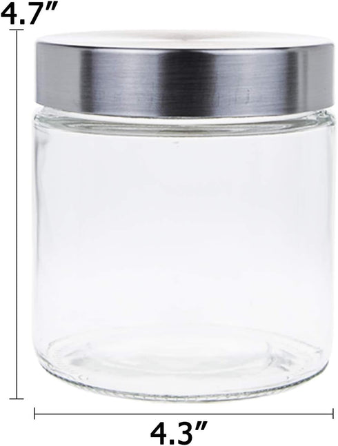 Lawei 6 Pack 27 Oz Clear Glass Jars with Stainless Steel Lids - Glass Food Canister Set Food Storage Jars for Cookie Rice Beans Pasta Snacks...